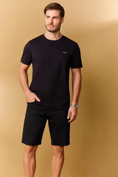 Bermuda Jeans Tradicional Masculina Black Puramania